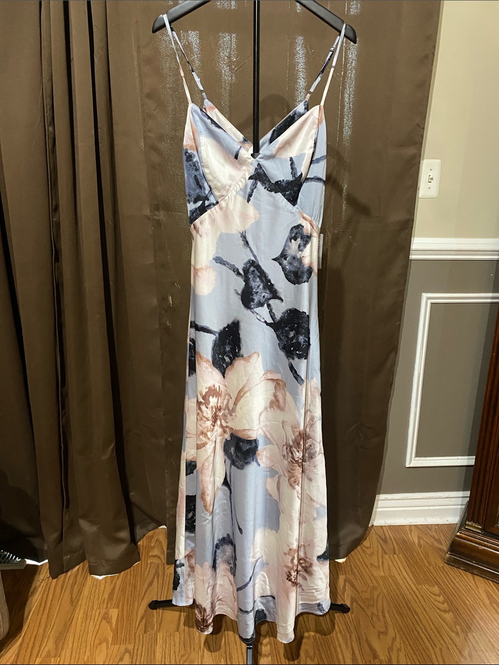 Socialite Floral Slip Maxi Dress in Light Blue and Blush